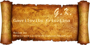 Gavrilovits Krisztina névjegykártya